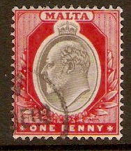 Malta 1903 1d Blackish brown and red. SG39.